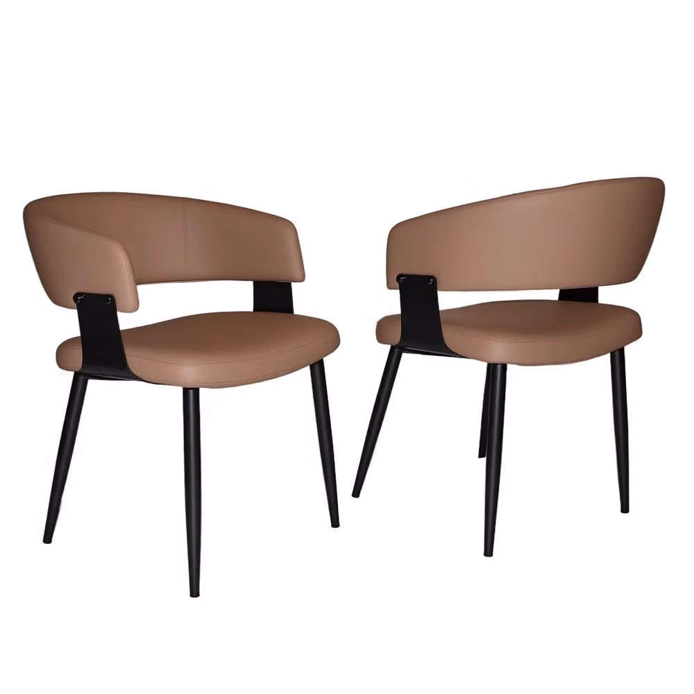 Set di 2 sedie da pranzo Minimal marrone in similpelle con gambe in metallo e schienale ergonomico – 2