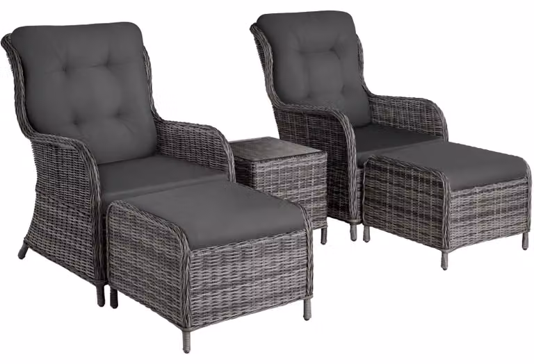 Set di sedute in alluminio e rattan Benissa di tectake® per 2-4 persone