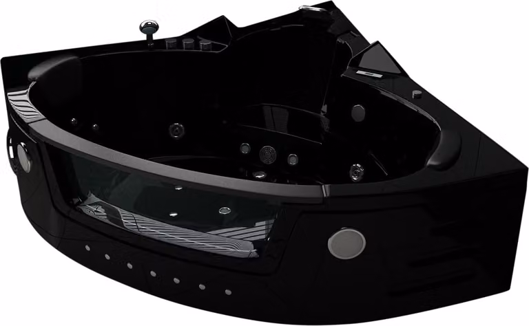 Vasca idromassaggio interna ad angolo VILLA CARLOTTA nero 1530 x 1530 mm Getti massaggianti a LED Riscaldamento vasca idromassaggio casa spa 2 persone