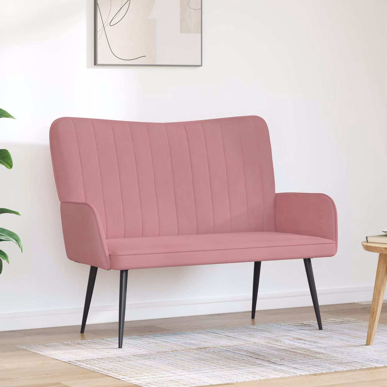 vidaXL Divano a 2 Posti Rosa 115 x 61 x 87 cm Velluto