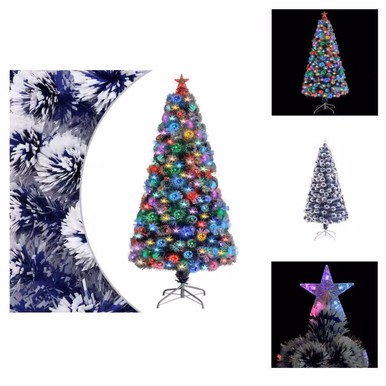 vidaXL Albero di Natale artificiale con illuminazione 120 cm in fibra di vetro - Alberi di Natale
