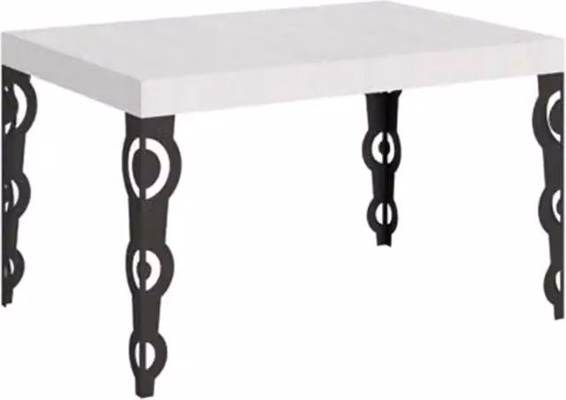 Tavolo allungabile 120/224x90 cm Karamay colore bianco frassino gambe antracite