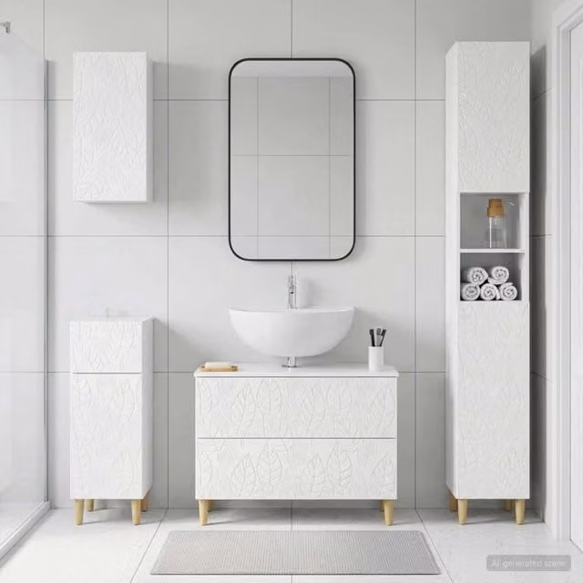 Set di Mobili da Bagno da 4 Pezzi DELFT Bianco Lucido 3417949