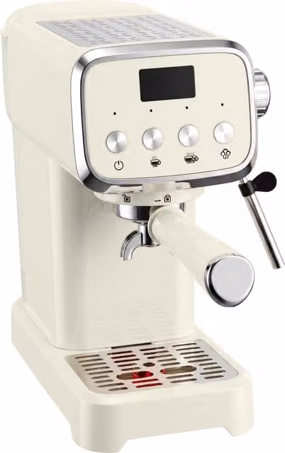 Macchina da caffè espresso HOMCOM da 20 bar e 1350W con montalatte, funzione acqua calda e scalda tazze, colore beige – 1
