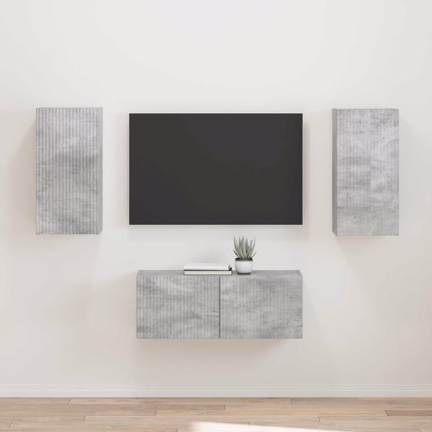 Set di 2 mobili TV moderni vidaXL in legno MDF e grigio cemento – 1