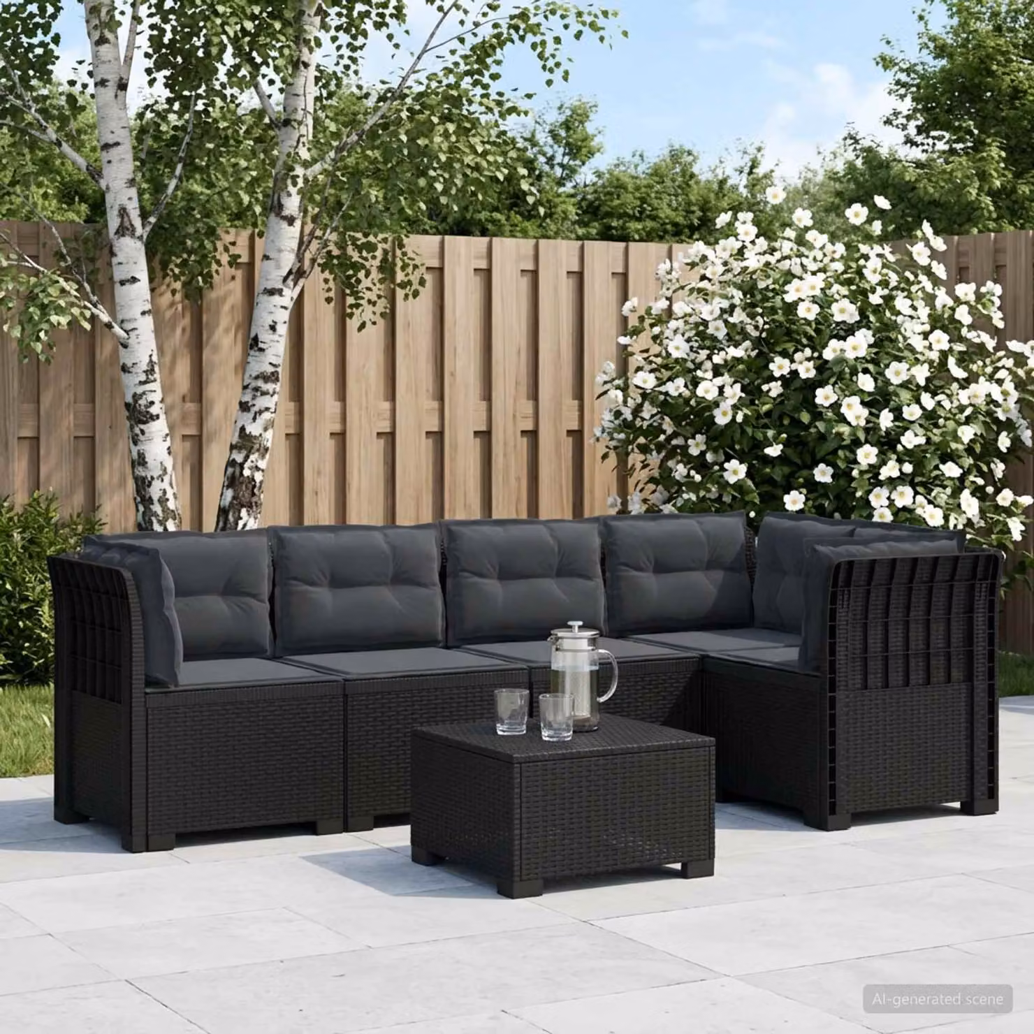 vidaXL Divano da Giardino a L con Cuscini Antracite in Stile Rattan Moderno