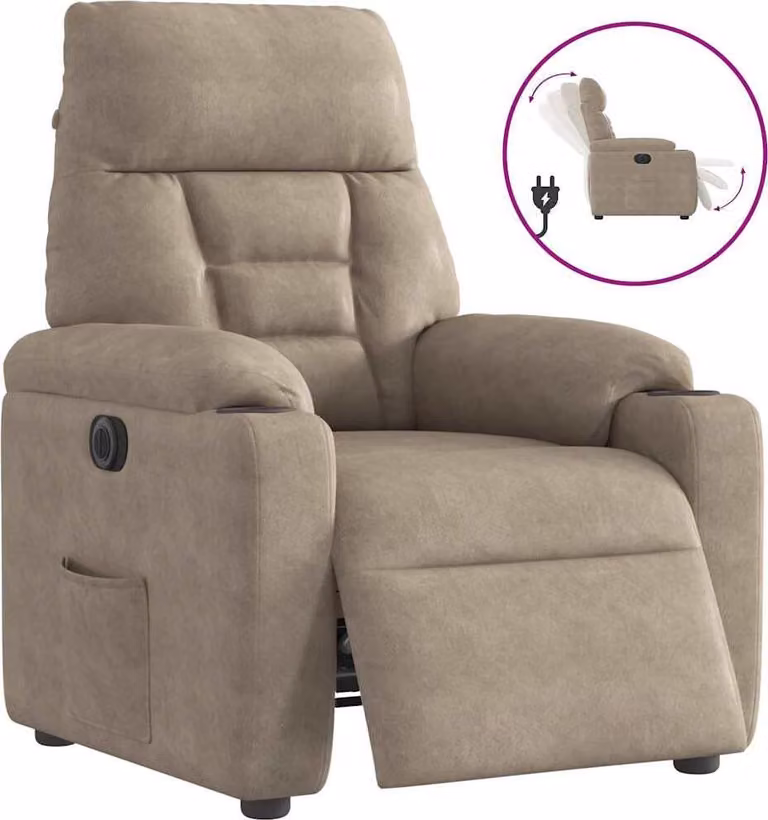 Recliner elettrico in tessuto microfibra color tortora