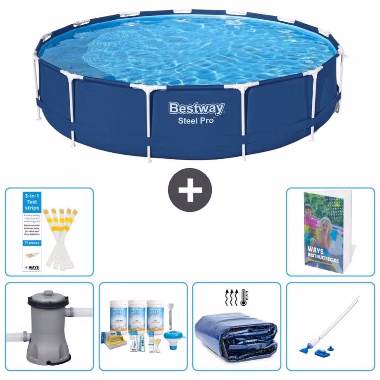 Bestway Steel Pro, piscina in acciaio, rotonda - 396x84 cm - composta da 5 parti, modello S310