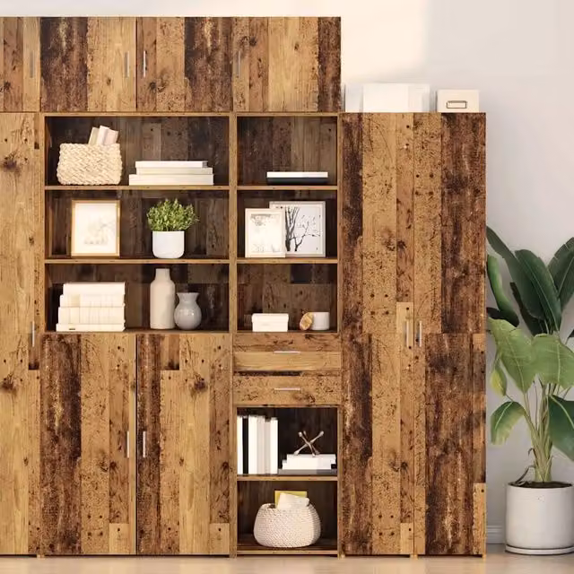 Credenza moderna vidaXL in legno e metallo color marrone L: 45 cm, P: 42,5 cm, H: 185 cm