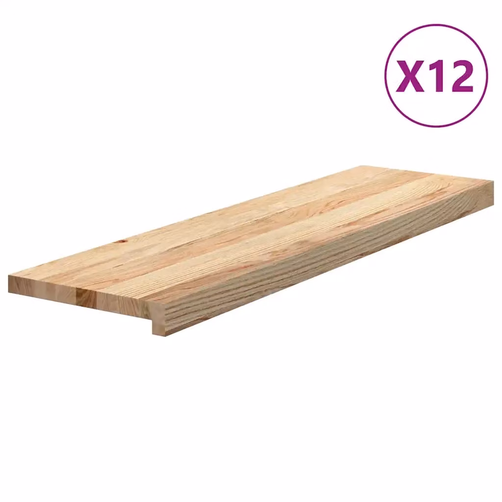 Set di 12 gradini in rovere massello non trattato color marrone VIDAXL L 90 cm x P 25 cm x H 2 cm – 2