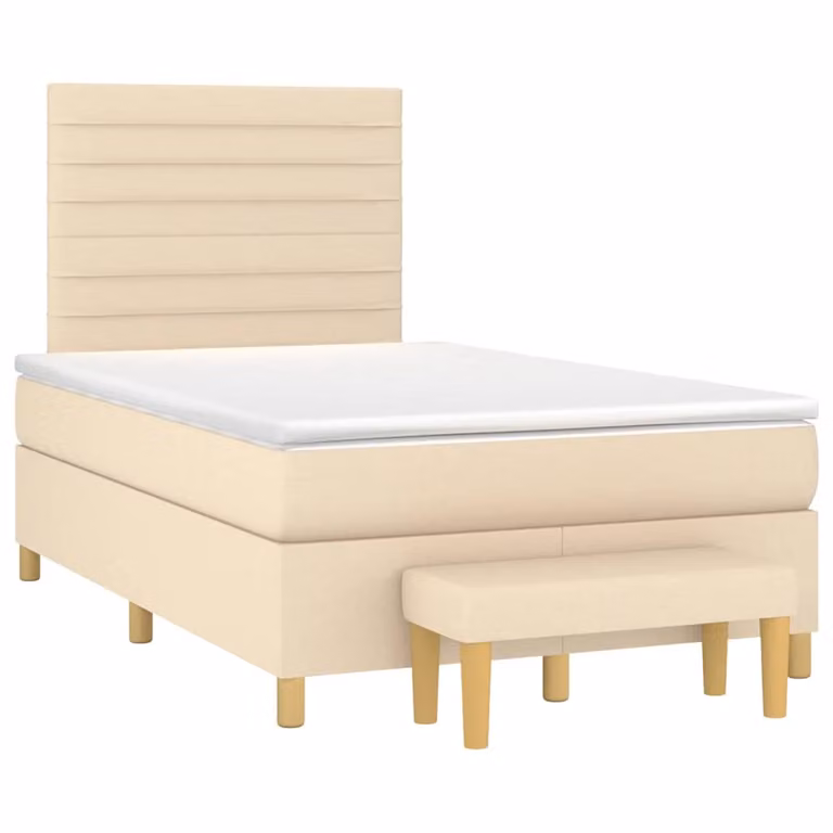 Giroletto a molle con materasso vidaXL in tessuto beige e bianco, L/P/H: 120 x 200 x 123 cm