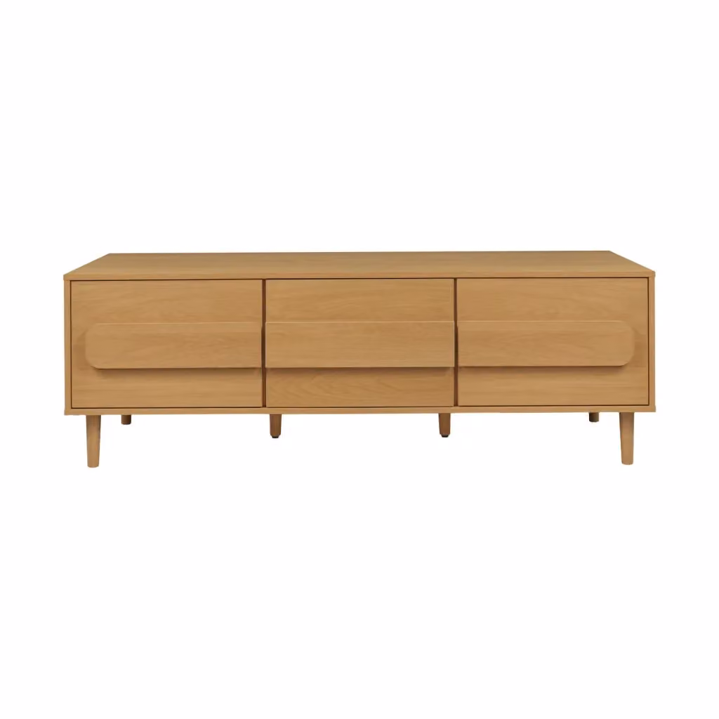 Mobile TV Sweeek in stile vintage con effetto legno marrone e 3 ante, L: 150 cm, P: 45 cm, H: 52 cm – 2
