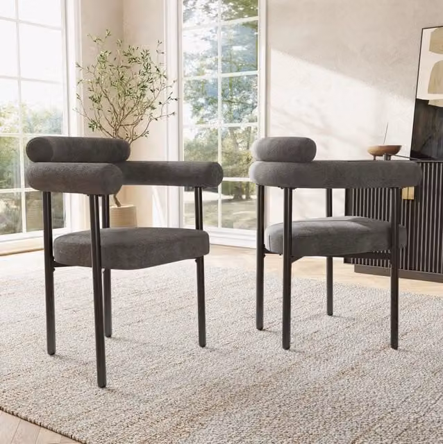 Sedia da pranzo 70x62x84 cm; velluto grigio scuro; struttura in ferro