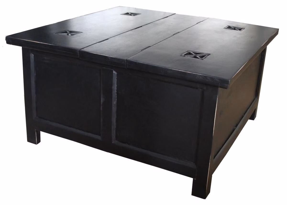 Tavolino pieghevole Casa Padrino in nero - 85,5 cm x 85,5 cm x H45 cm - stile casa di campagna