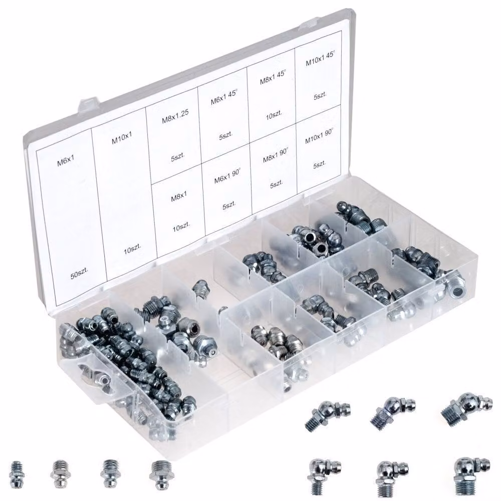 Set di nippli per lubrificazione, composto da 110 pezzi.