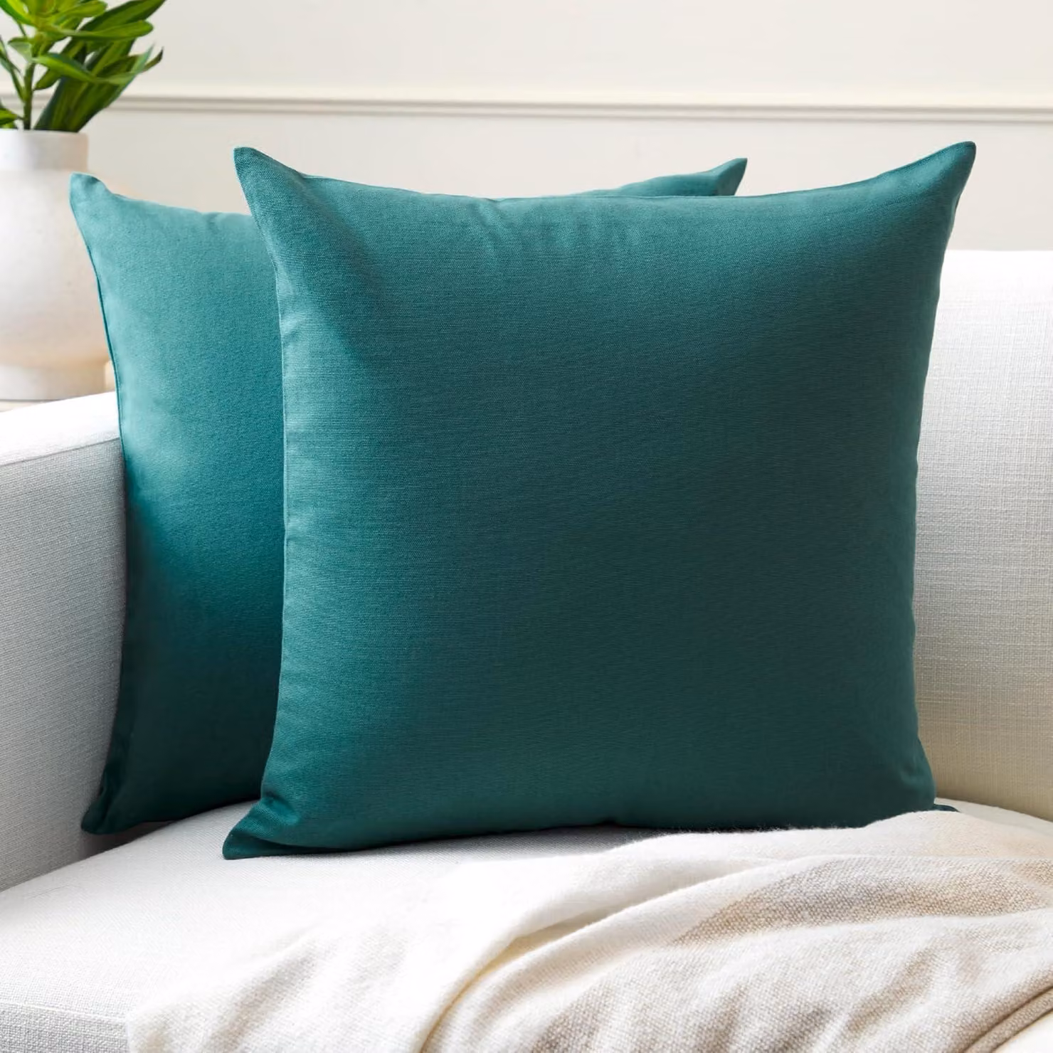 Copri-cuscini XO Sierkussenhoezen, set di 2, 60 x 61 cm, color smeraldo, senza imbottitura, federe in cotone per soggiorno, letto, divano