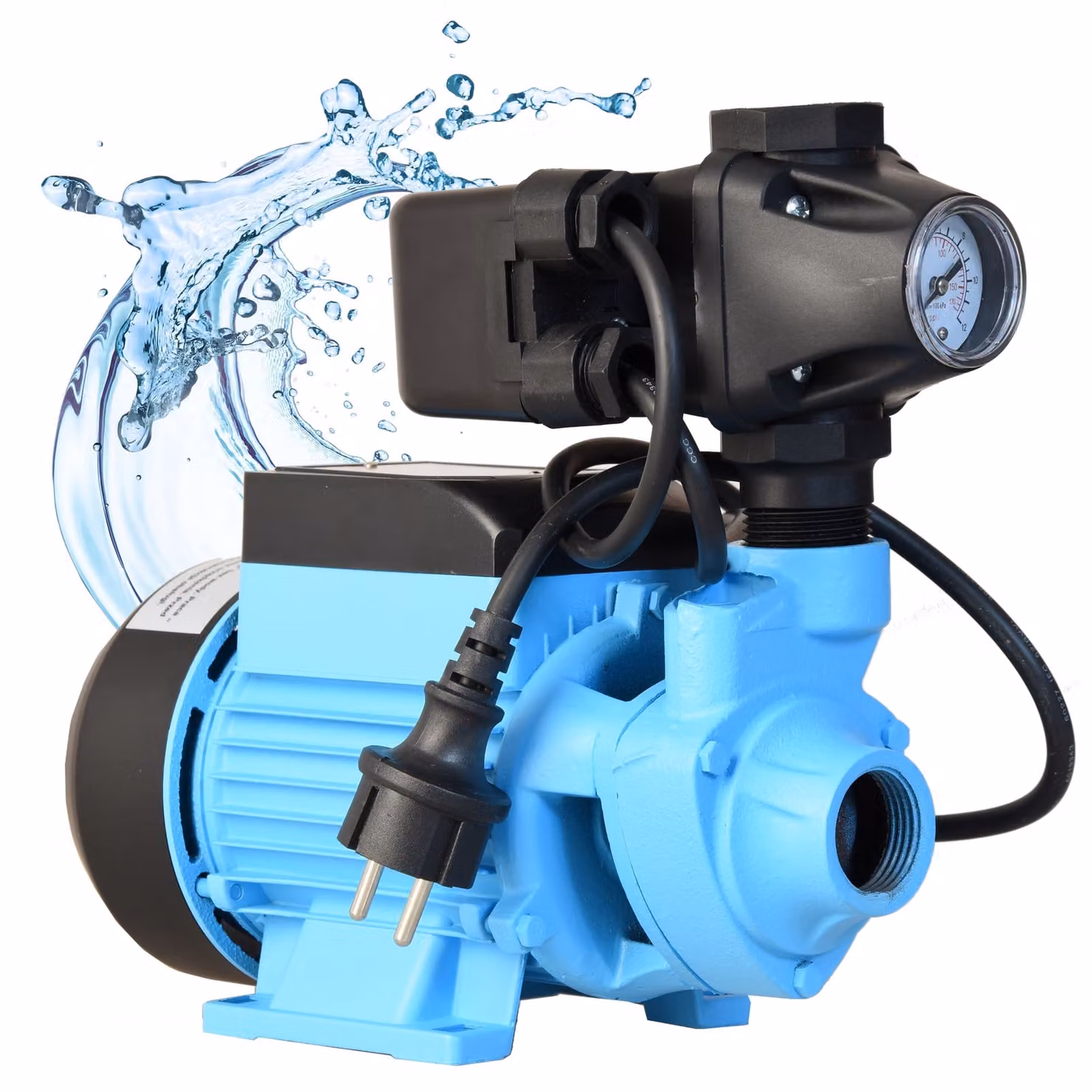Pompa dell'acqua QB 60 con moderno pressostato al serbatoio - Pompa da giardino (370 W, 2100 l/h, prevalenza 39 m) - Pressostato di controllo della pompa - Acquedotto domestico