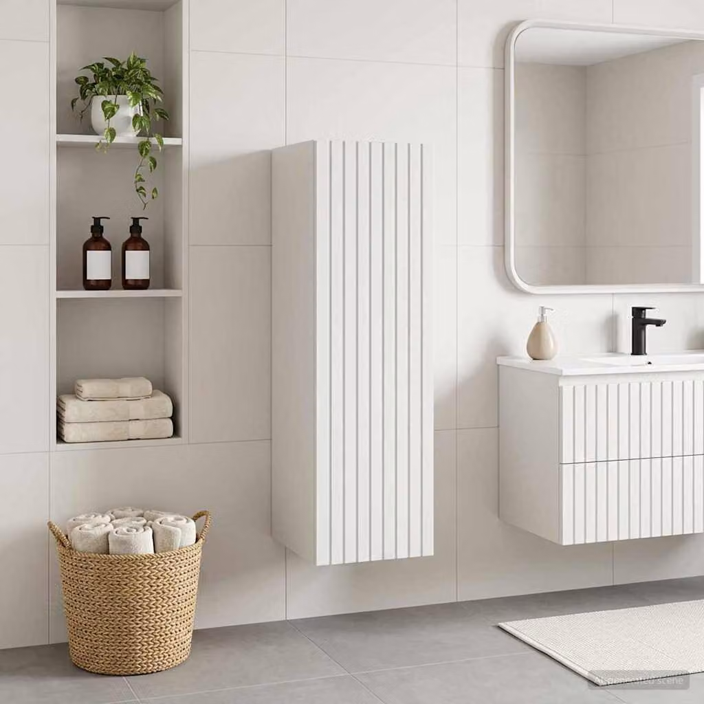 vidaXL Mobiletto da Bagno Moderno a Muro Bianco con Ante a Battente, L/P/H: 33 x 34,5 x 60 cm