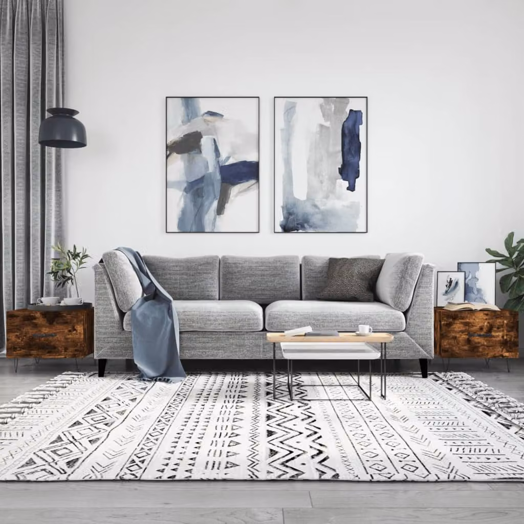 Set di 2 tavolini da salotto vidaXL in legno e metallo, colore rovere fumo, L/P/H: 50 x 50 x 40 cm
