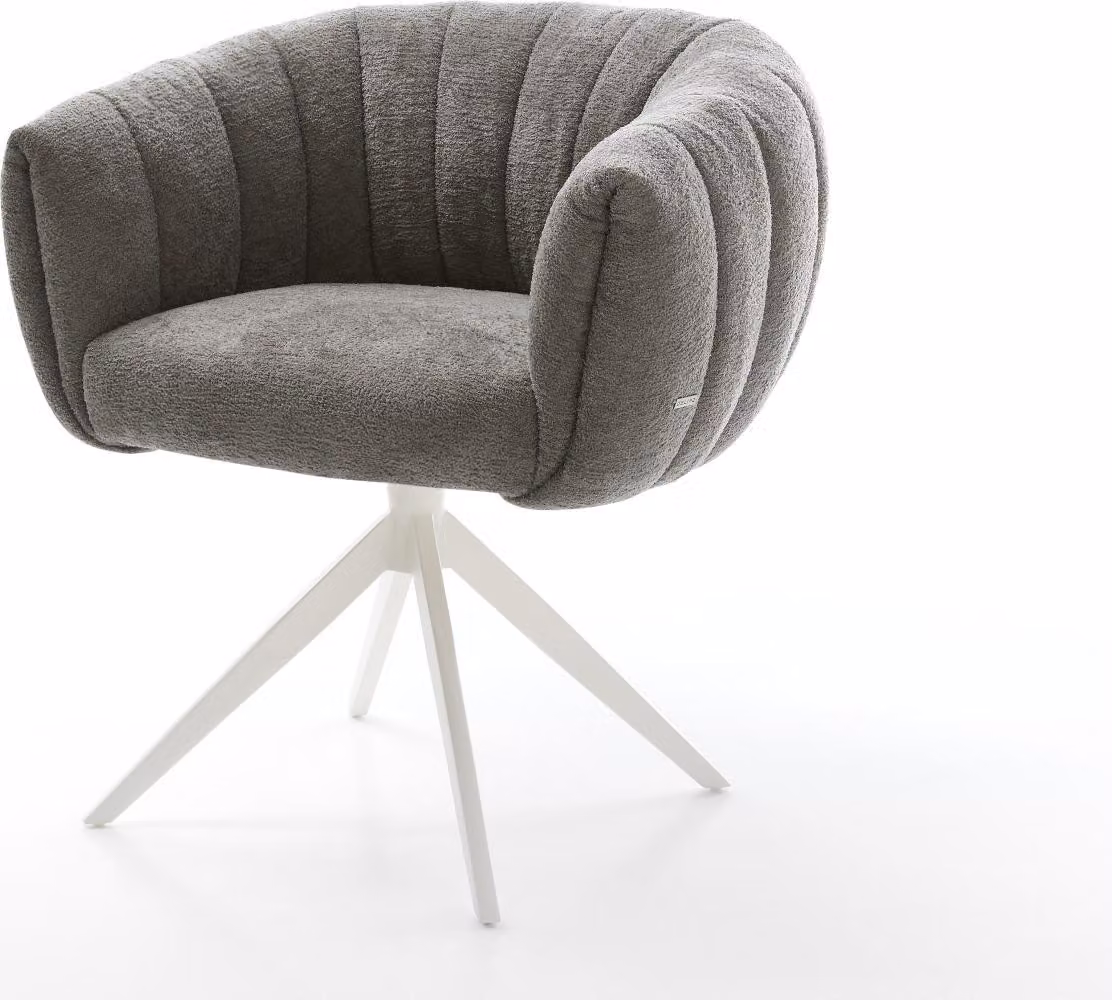 DELIFE Sedia girevole Jada-Flex Bouclé Soft Fango Struttura a croce larga Bianca Girevole a 360° Funzione oscillante Molle insacchettate