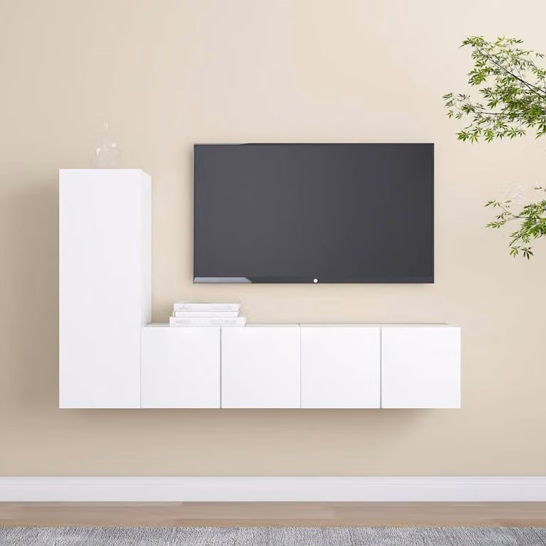 Set Mobili Porta TV 3 Pezzi vidaXL Bianco in Legno e MDF per Soggiorno