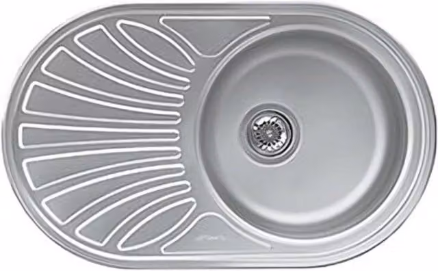 Lavello Smeg LMEL77S con 1 vasca e gocciolatoio sinistro in acciaio inox color silver L: 78 cm, P: 48 cm