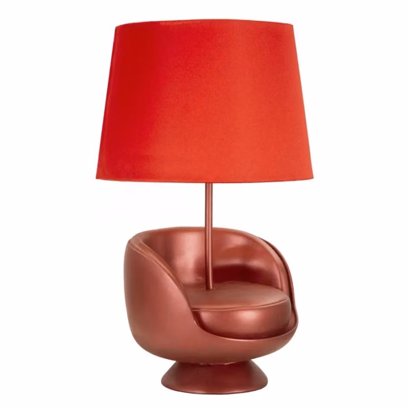 Lampada da comodino Midcentury Mauro Ferretti Rossa, Ø: 26 cm, H: 43 cm – 2