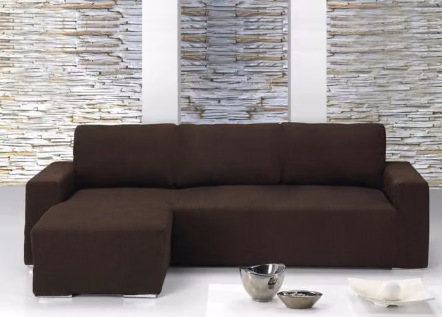 Copridivano con penisola chaise longue Mod Capri Biancheriaweb, colore marrone, tinta unita – 1