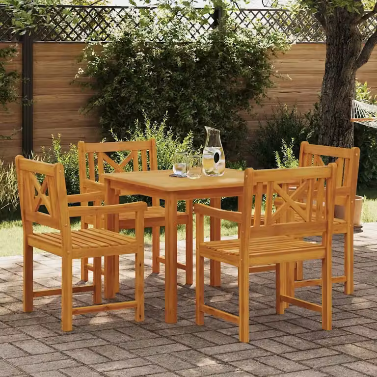 Set da pranzo per giardino e terrazzo vidaXL in legno di acacia marrone, 5 pezzi