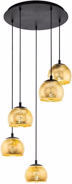 Lampadario Contemporaneo Albaraccin 5 Luci Metallo Nero