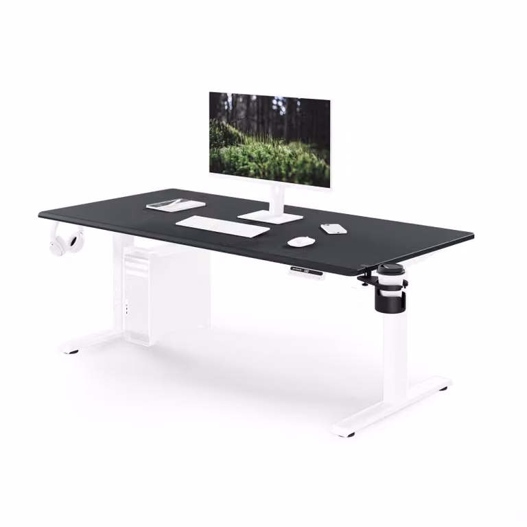 Scrivania ergonomica, regolabile in altezza, nei colori bianco e antracite: 160 x 80 cm: ARIA