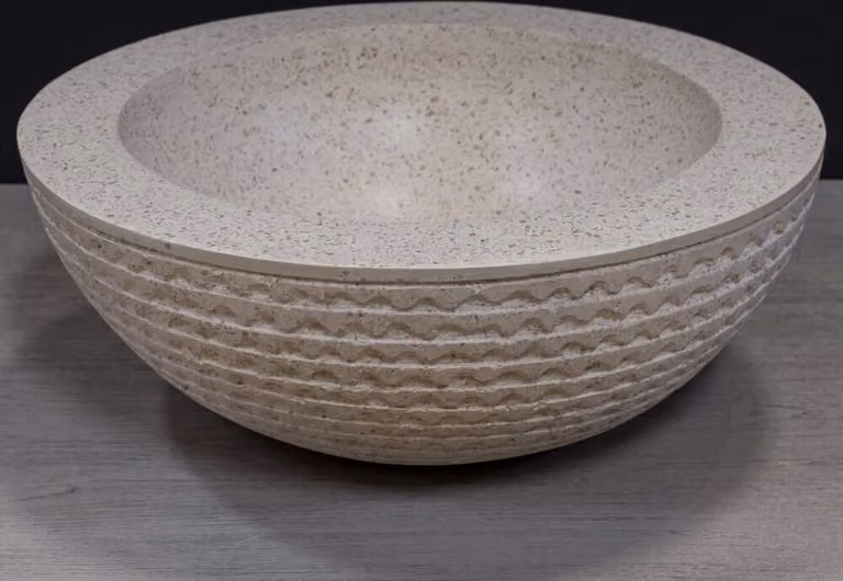 Lavabo da appoggio nero in terrazzo, diametro 40 cm