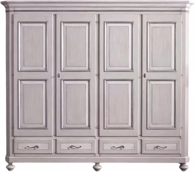 Armadio classico a 4 ante con cassetti Mobili 2G in legno tortora grigio L/P/H: 193 x 63 x 217 cm – 2
