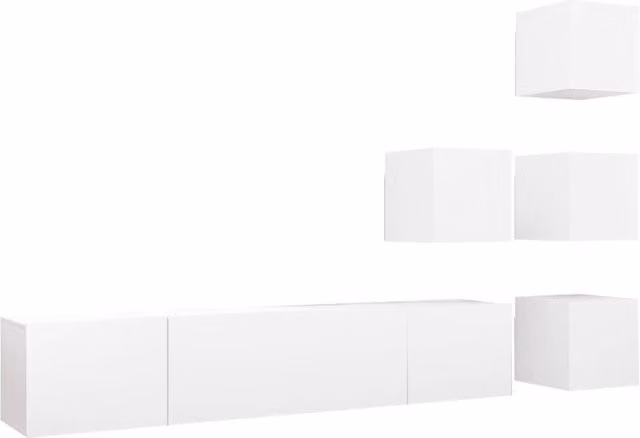Set Mobili Porta TV 6 pz | Armadietto TV | Mobile Porta TV Bianco in Legno Multistrato