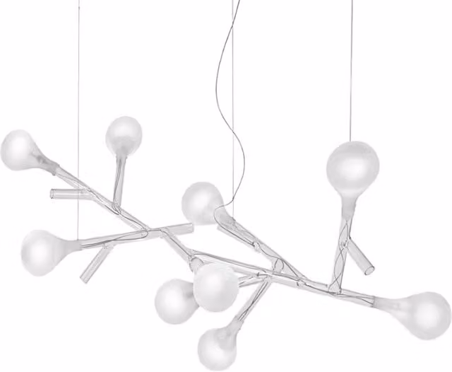 Lampada a sospensione Italamp Rami in vetro trasparente e metallo bianco con LED luce bianca calda e altezza regolabile