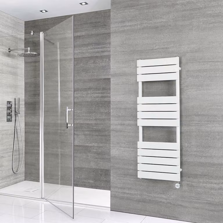 Scaldasalviette Elettrico Piatto 1200x450mm - Elemento termostatico - Bianco - Lustro