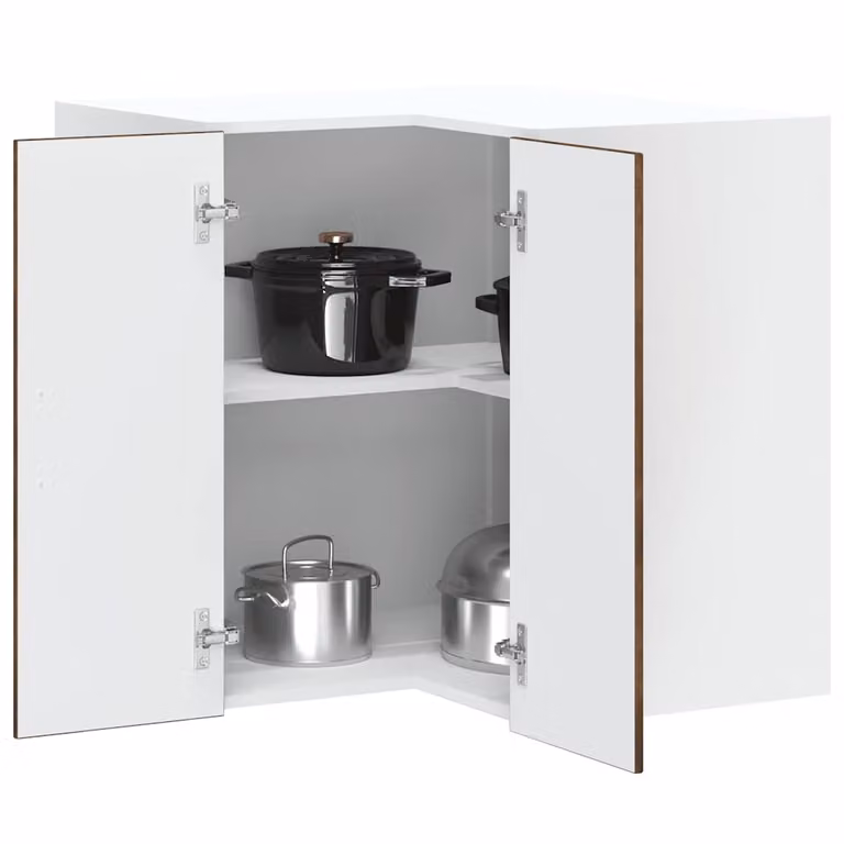 Pensile da cucina ad angolo Kalmar vidaXL moderno in bianco e marrone con ante a battente e ripiani interni
