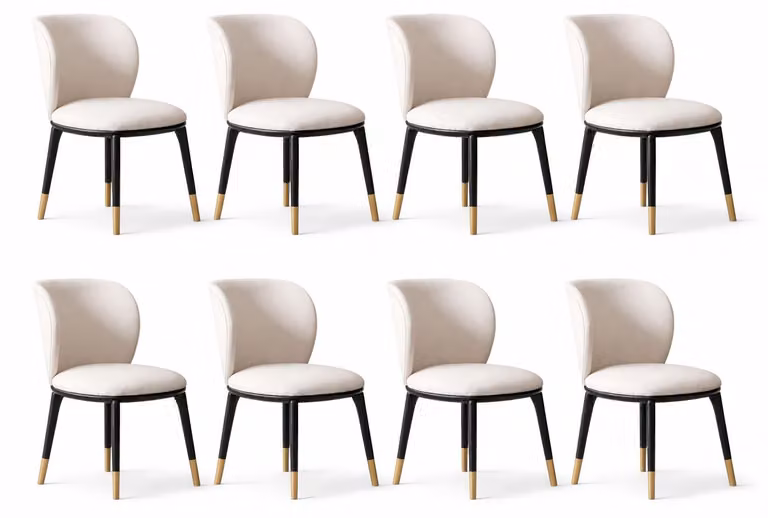 Set di sedie moderne: sedia imbottita bianca, sedia da sala da pranzo, sedia da cucina