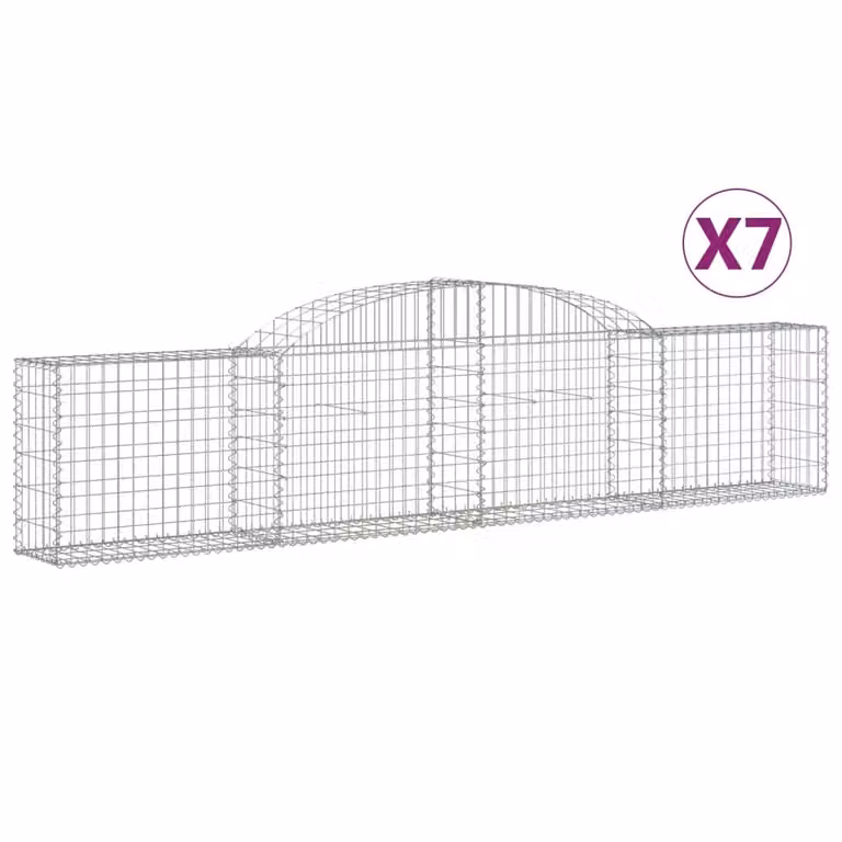 Cesti Gabbioni ad Arco 7 pz 300x30x60/80 cm Ferro Zincato