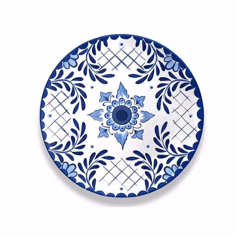 Piatto piano in melamina, Linea Santorini, diam. 26,7cm - 6 pezzi