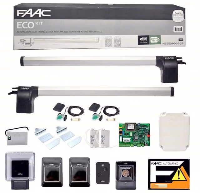 105632445 FAAC ECO KIT 230V GREEN CANCELLO BATTENTE + 2 SAFECODER AUTOMAZIONE