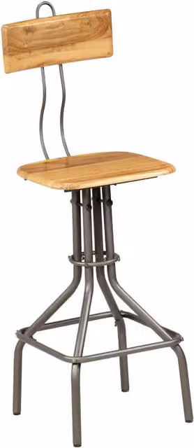 Set di 2 sgabelli da bar vidaXL in teak massello e metallo marrone stile industrial