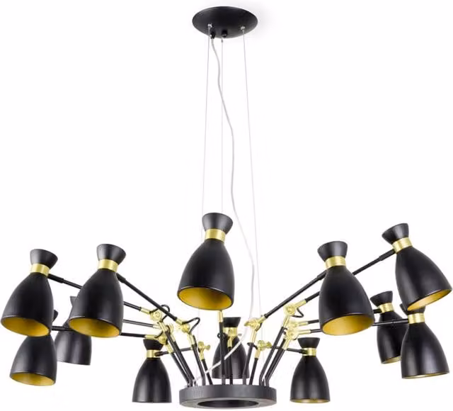 Faro Barcelona 20051 - RETRO 12L Lampada sospensione nera e oro satinata
