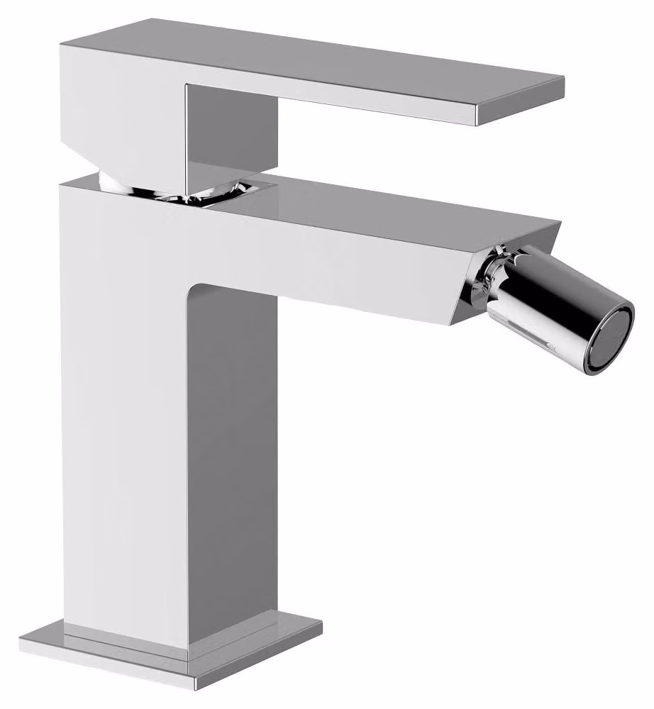 Schläfer 29505015 | Miscelatore Monocomando per Bidet Bagno serie Style con Scarico automatico 1 1/4, Rubinetto Monoforo Quadrato Cartuccia diam25mm Cromo Argento, Italy