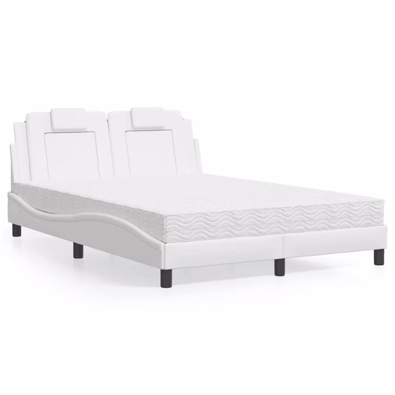 Letto Viana vidaXL con Materasso Bianco in Similpelle, L/P: 120 x 200 cm