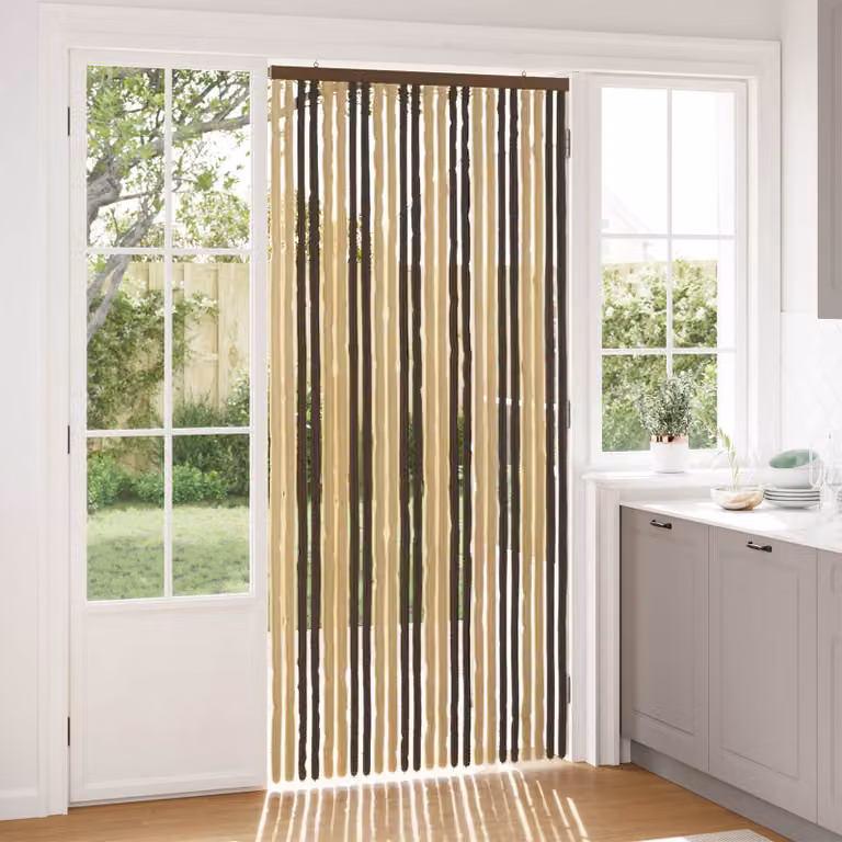 vidaXL Tenda a strisce in chenille e poliestere, Marrone e Beige, H: 220 cm x L: 100 cm