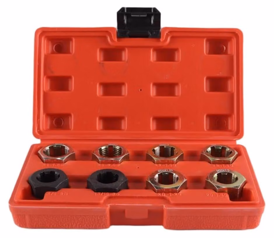 Set di 8 utensili filettati per viti M20, M22, M24 - Include una custodia di stoccaggio