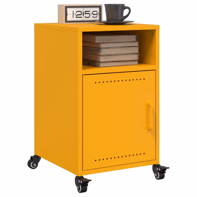 Set di 2 comodini vidaXL in metallo giallo opaco, L/P/H: 36 x 39 x 59 cm