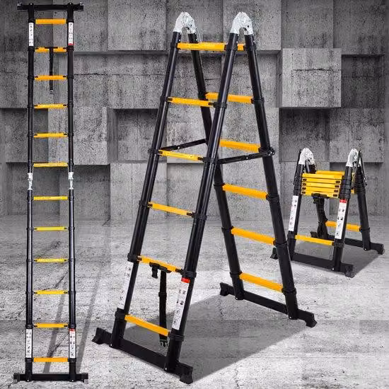 Telescopico per latte con asta stabilizzatrice - altezza 1,9 + 1,9 metri - giallo-verde con stabilizzatore