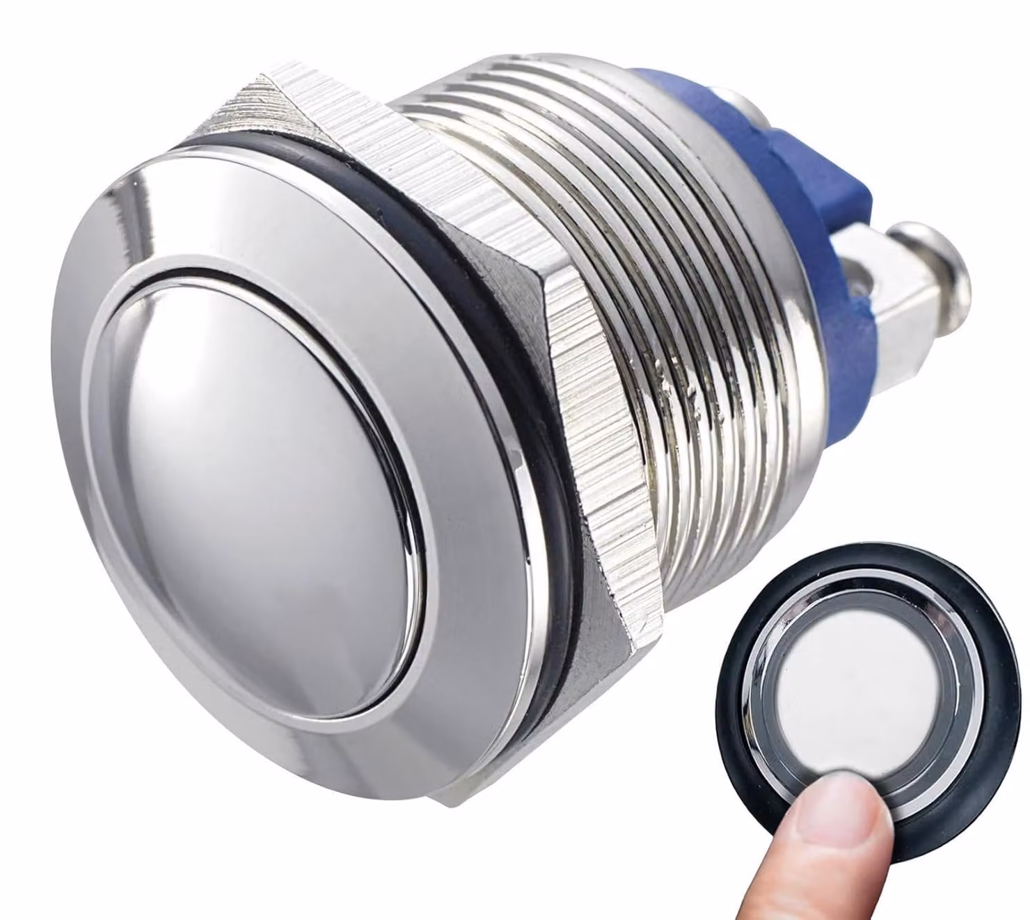 Interruttori a pulsante da 16 mm, grado di protezione IP67 (resistenti all'acqua), confezione da 2 pezzi, in acciaio inossidabile, per applicazioni elettriche